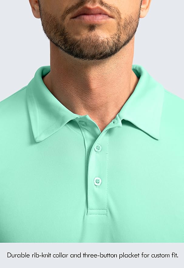 Men's Polo Shirt Long Sleeve Golf Shirts Lightweight UPF 50+ Sun Protection Cool Shirts for Men Work Fishing Outdoor