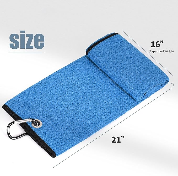 Mile High Life Microfiber Waffle Pattern Golf Towel | Club Groove Cleaner Brush | Foldable Divot Tool with Magnetic Ball Marker (Blue Towel/Brush/Bone Divot)
