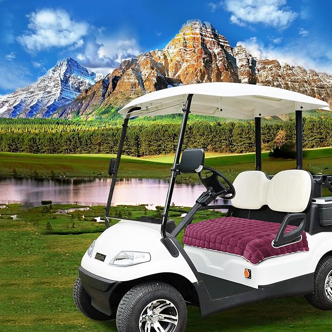 YOKYHOM Golf Cart Seat Covers, Supreme Comfort Golf Cart Seat Towel Blanket, Heavyweight Deep-Pile, Fits EZGO, Yamaha, Club Car and More 2-Seat Carts, 50"x 27.5", Magenta
