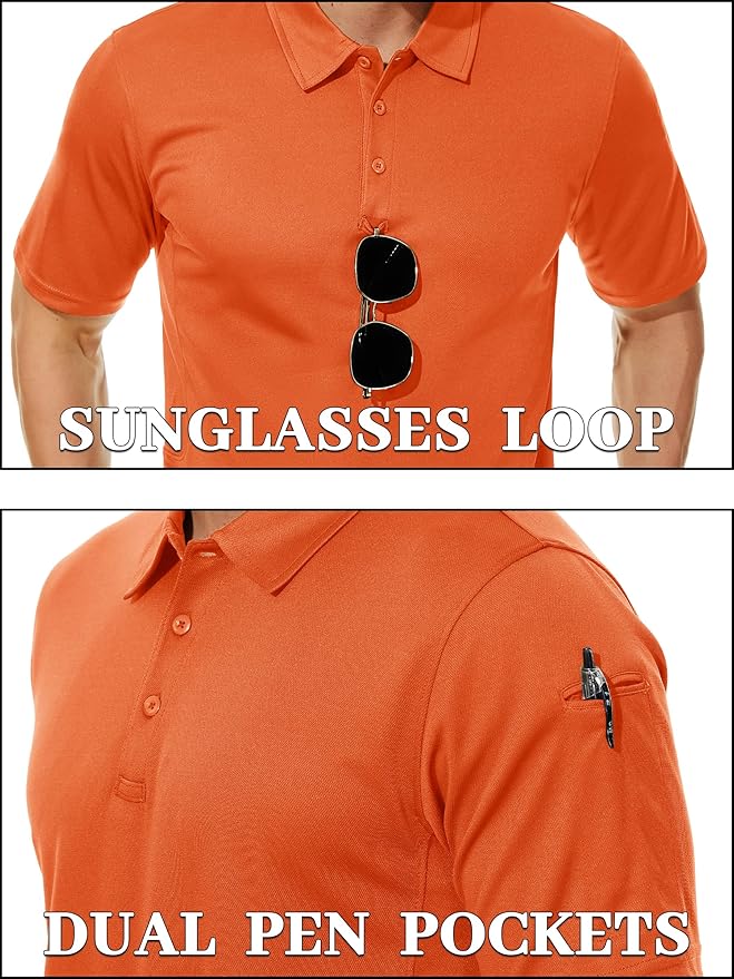 TACVASEN Mens Polo Shirt Short Sleeve Tactical Performance Collared Work Golf Shirts Dry Fit Pique Polos for Summer