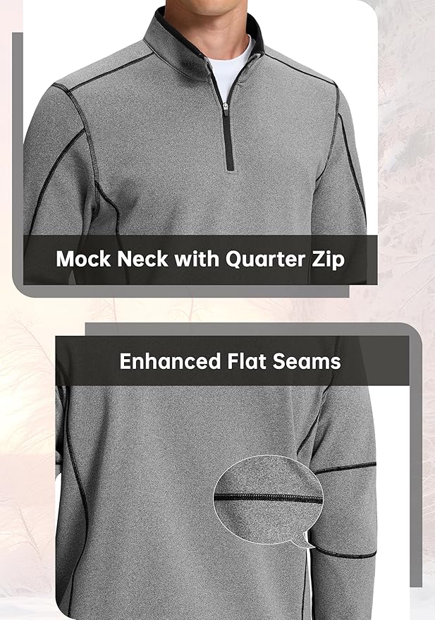 G Gradual Quarter Zip Pullover for Men Fleece Lined Sweatshirt Long Sleeve Winter Golf Shirt Mock Neck Polo Running Sweater