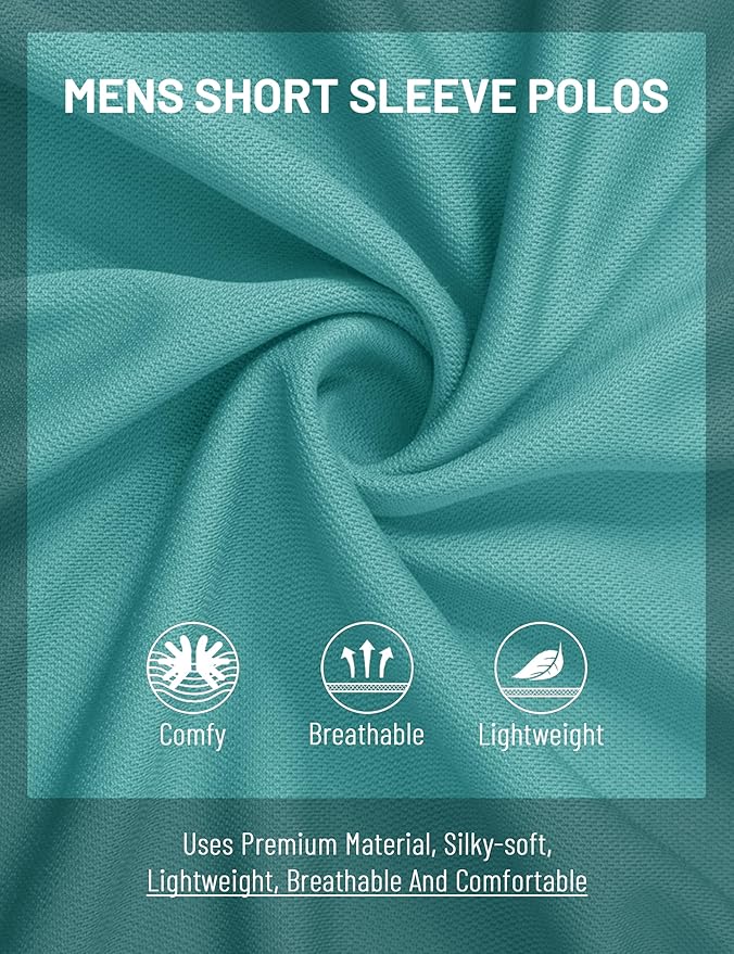 MAGCOMSEN Men's Polo Shirts 3 Buttons Casual Work T Shirts Quick Dry Short Sleeve Golf Shirt Pique Jersey Outdoor Performance