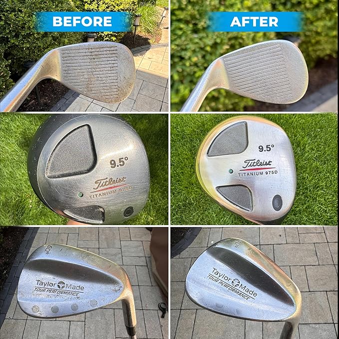 Golf Club Polish - Golf Club Head and Groove Cleaner, Rust Remover for Metal, Zinc, Aluminum, and Steel, Easy to Use Club Cleaner, Instant Rust, Scuff & Stain Remover - , Clean, Polish & Restore