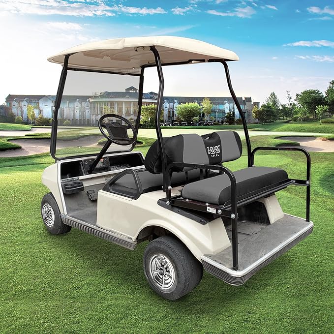 10L0L Golf Cart Front Rear Seat Cover Set for EZGO TXT RXV & Club Car DS 2000-up(Flat Backrest), Made w/ 3D Air Mesh Polyester Fabric Breathable Washable