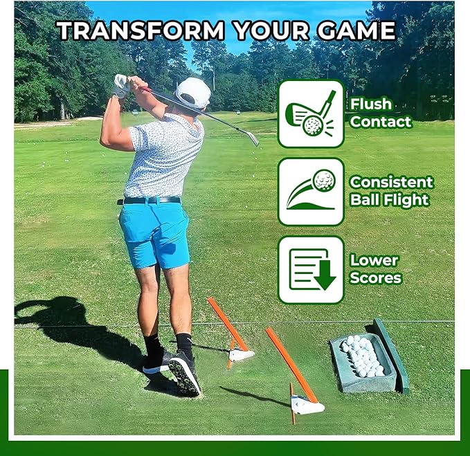 Golf Swing Training Aid - Alignment Discs & Rods | Corrects Setup, Posture, Swing Plane & Path to Fix Slice and Hook | Achieve Consistent Contact, Increase Distance & Accuracy