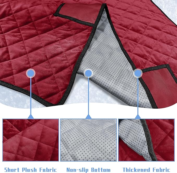 YOKYHOM Golf Cart Seat Covers with 4 Front Pockets, Thick and Non-Slip Golf Cart Seat Towel Blanket, Fits for EZGO, Yamaha, Club Car and More 2 Seats Golf Carts, Red