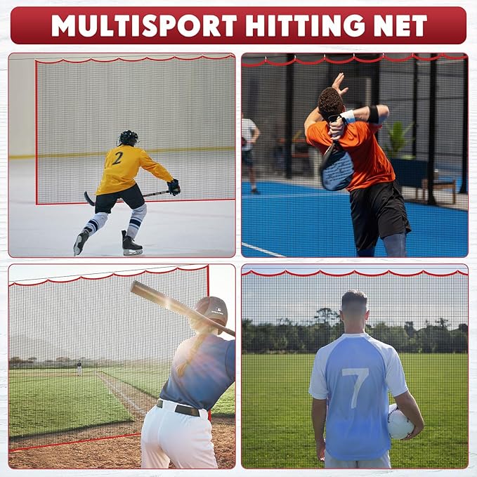 Golf Hitting Net Set 10ft Golf Practice Netting with Carabiners and Tie Rope Nylon Sports Heavy Duty Net for Hockey Backstop, Garage Backyard, Volleyball, Baseball, Lacrosse