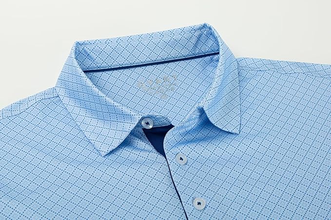 Mens Golf Shirts Quick Dry Moisture Wicking Casual Short Sleeve Performance Athletic Print Collared Stylish Men Polo Shirt