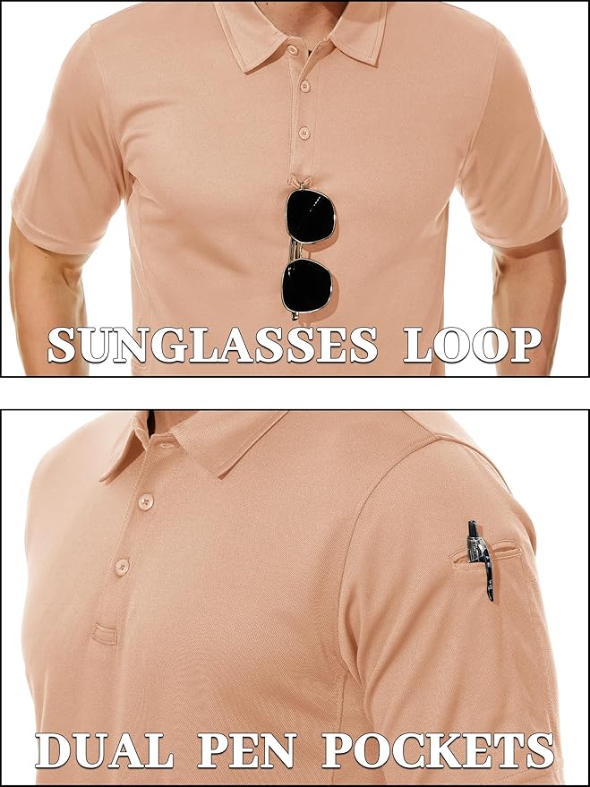 TACVASEN Mens Polo Shirt Short Sleeve Tactical Performance Collared Work Golf Shirts Dry Fit Pique Polos for Summer