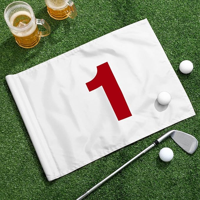 9 Pieces Large Numbered Golf Flags with Tube Inserted 20''L x 14''H Oversize Putting Flags Number 1-9, 420D Nylon Flag for Yard Indoor Outdoor Backyard Garden