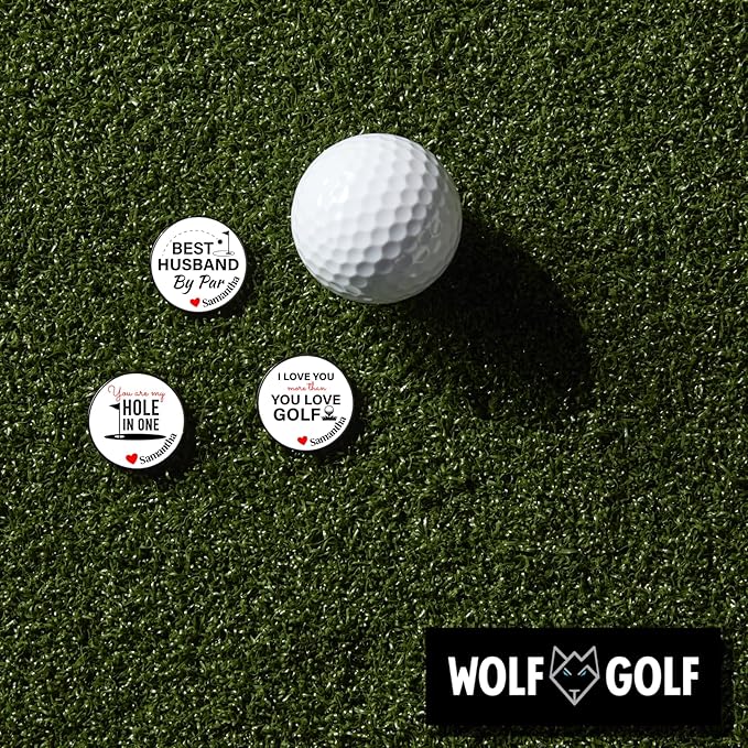Wolf Golf Towels Golf Ball Marker Hat Clip Gift Set | Best Husband by Par or Best Boyfriend by Par | | 1 Magnetic Clip + 3 Ball Markers | Golf Accessories for Men