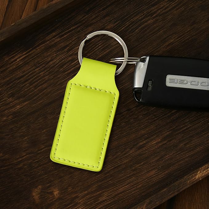 LaserGram Rectangle Keychain, Coat of Arms Germany, Personalized Engraving Included (Neon Green)