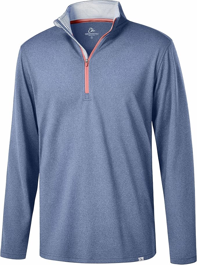 Obla Golf Quarter Zip Pullover Men Fleece Mock Neck Sweatshirt Winter Warm 1/4 Zip Long Sleeve Golf Shirt
