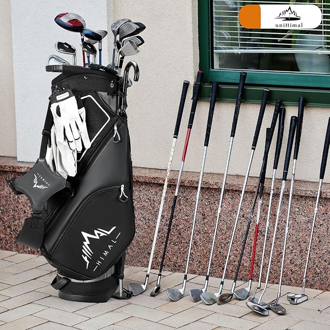 14 Way Dividers Golf Stand Bag Lightweight, Golf Bag for Men Women with Multiple Pockets, Dual Strap and Rain Cover Hood