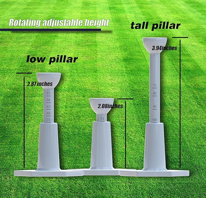 Adjustable Unbreakable Golf Tee，Rubber Golf Tees for Mats，Driving Range Tee，Flight Path Golf Simulator Accessories，3.9 Inch and 2.8 Inch ，Reusable Home Golf Tees （2 Pack Blue+2 high Struts）