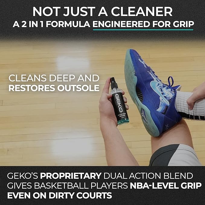 Geko 2-in-1 Grip Restore & Cleaner – #1 Basketball, Golf, Football, Volleyball, and Baseball Grip Spray – Restores Shoe, Grip & Glove Traction, Removes Dirt & Oil, Restores Control & Consistency