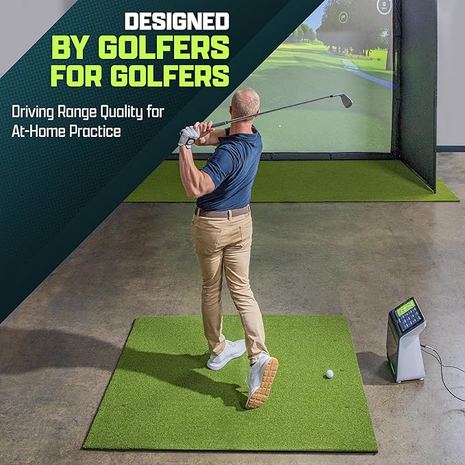 GoSports Elite Golf Hitting Mats for Indoor/Outdoor Practice – Choose Size – Turf Driving Range Mats for Golf Simulators and Practice