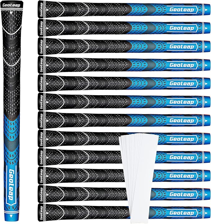 Geoleap Golf Grips Set of 13- Grips with Tapes and with All Repair Kits for Choice,Hybrid Golf Club Grips,Standard/Midsize,All Weather Contral, High Feedback & Traction.