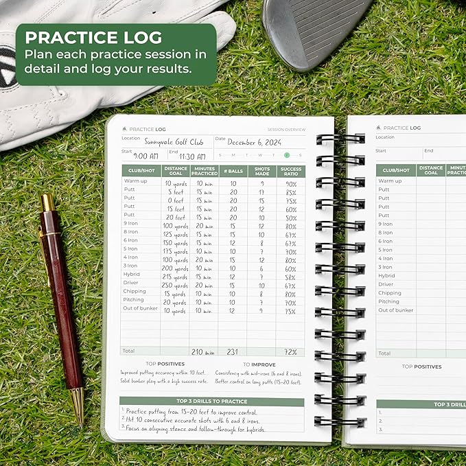 Clever Fox Golf Log Book – Small Training & Scorecard Journal – Pocket Notebook – Golf Practice Accessories & Gifts Ideas for Men (Cypress)