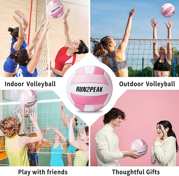 Soft Touch Volleyball Ball Gifts for Teen Girls Kids Youth Team Beginners Durable Volleyballs for Outdoor Indoor Beach Pool Water Play Official Size 5 Training Practice Volley Ball
