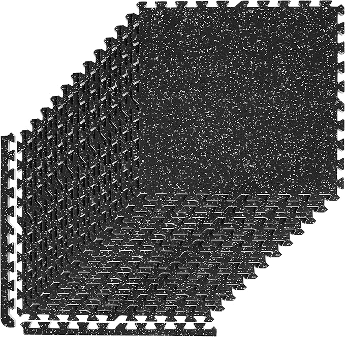 Sivan Fitness 1/2" Thick Rubber Top High-Density EVA Foam Gym Flooring for Home Gym - 48 Sq Ft Exercise Mat Tiles for Workout, Yoga, MMA, Heavy Exercise Equipment Mat - 12 Interlocking Gym Floor Mat
