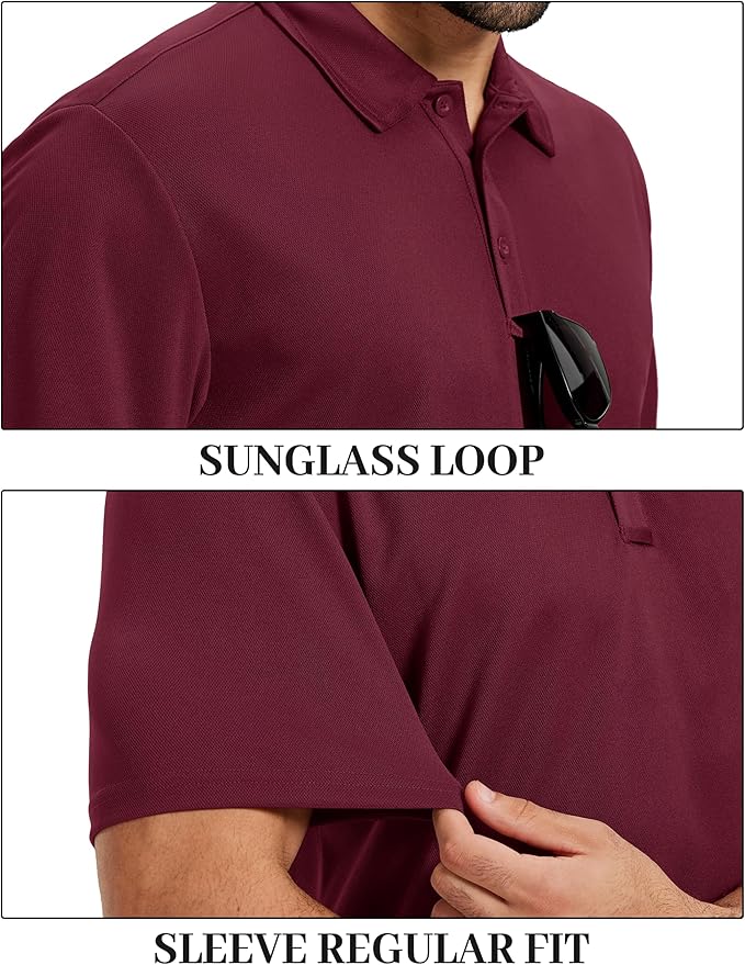 TACVASEN Mens Polo Shirts Short Sleeve Dry Fit Performance Breathable Golf Shirt with Collar Tennis Casual Business Work