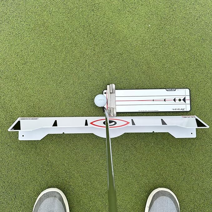 EyeLine Golf Quick Look Mirror and 70 Degree Edge Putting Rail – Compact Golf Training Aid for Putting Stroke with Slight Arc – Use on Indoor Greens or Outdoors