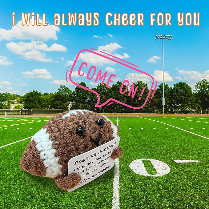 Funny Crochet Mini Football Gift for Football Lovers,Birthday Gifts for Men Women Footballs Players Emotional Support Crochet
