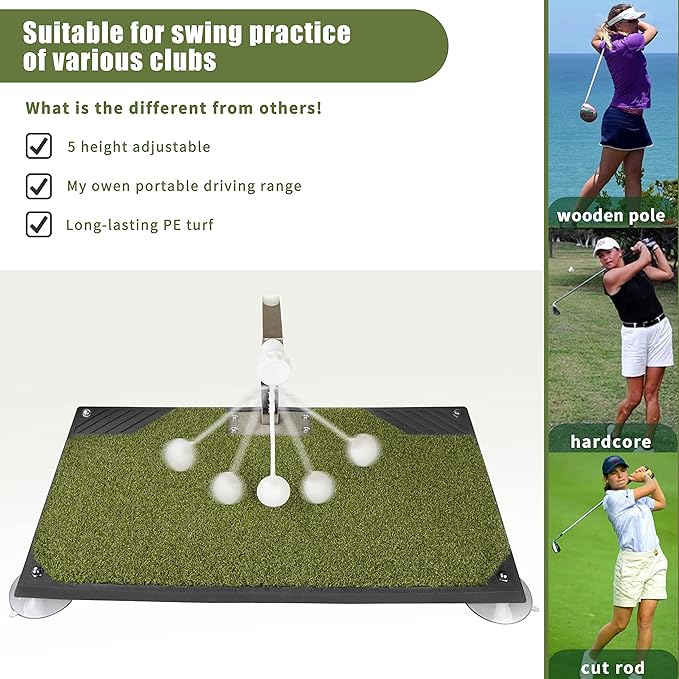 Golf Swing Trainer - Golf Training Equipment with 5 Height Adjustments - Iron and Club Practice Simulator in Home & Indoor - Portable Golf Swing Practice Mat, True Impact