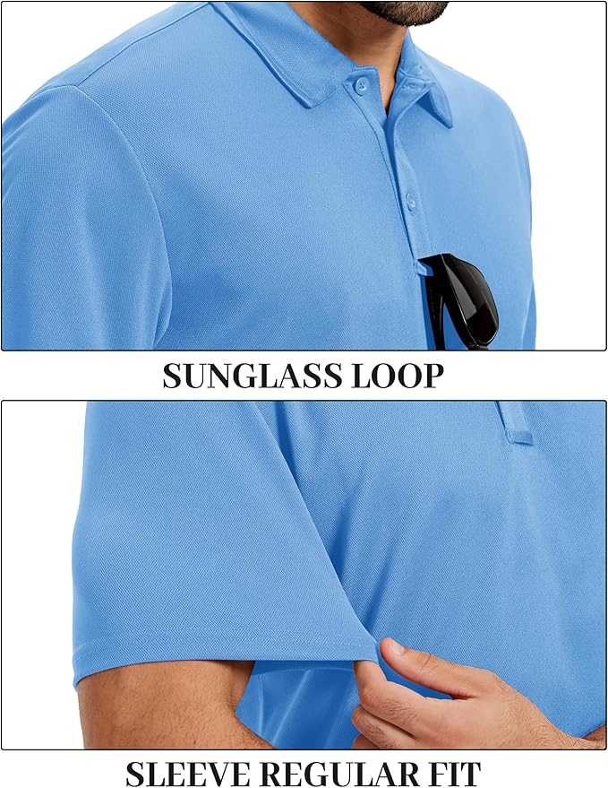 TACVASEN Mens Polo Shirts Short Sleeve Dry Fit Performance Breathable Golf Shirt with Collar Tennis Casual Business Work