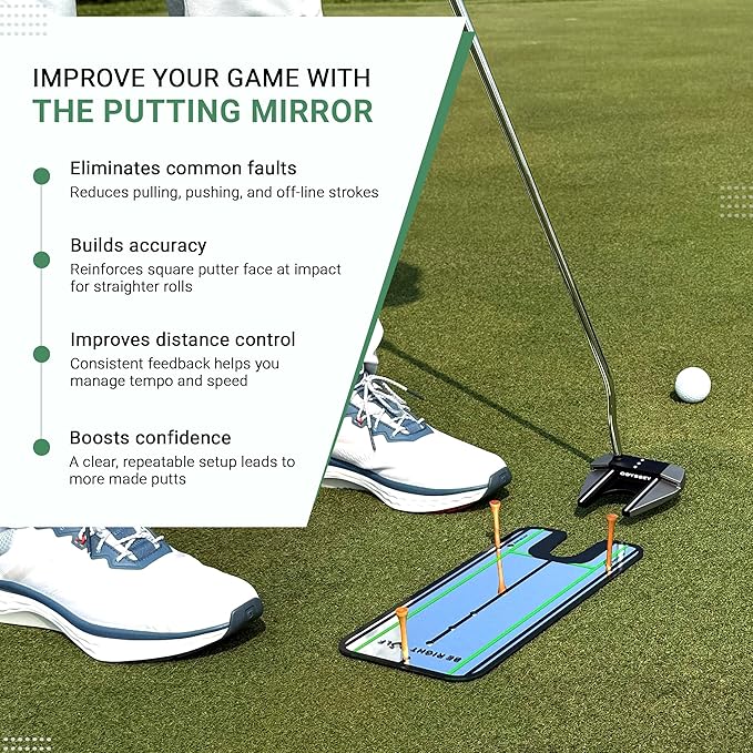 Golf Putting Mirror - Putting Mirror Training Aid - Putting Alignment Practice for Consistency & Accuracy - Alignment Training Aid for Indoor & Outdoor Practice