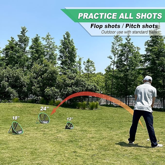Foldable Chipping Net & Floating Green, Indoor Golf Practice Chipping Target, Backyard Golf Game & Gifts