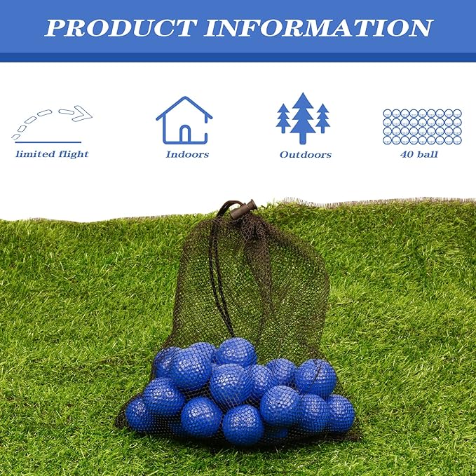 40 Pack Foam Golf Practice Balls - Realistic Feel and Limited Flight Training Balls for Indoor or Outdoor