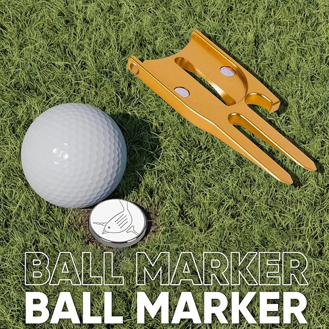 Birdicorn Golf Divot Repair Tool & Golf Ball Marker 6-in-1 Golf Divot Tool