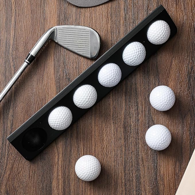 Golf Ball Display Case 6 Standard Size Wooden Wall Mount Golf Ball Stand Holder Display for Collector Sport Memorabilia Accessories Gift Office Tabletop Decor(Black,1 Pack)