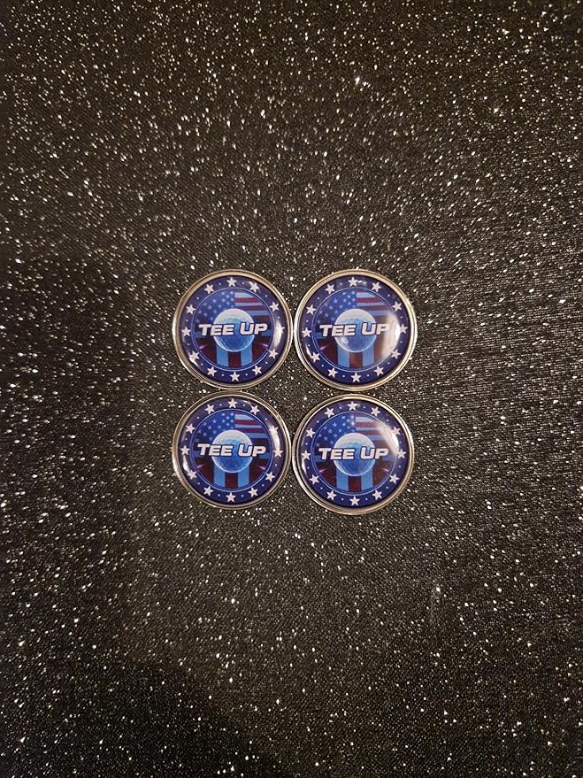 USA Golf Ball Marker, American Flag Design, Blue and Silver
