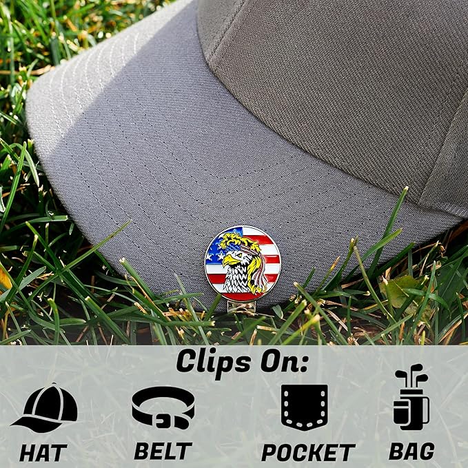 Golf Ball Marker with Magnetic Hat Clip Set - Men's and Women's Golf Accessories and Gift Ideas - Removable Attaches Easily to Golf Cap
