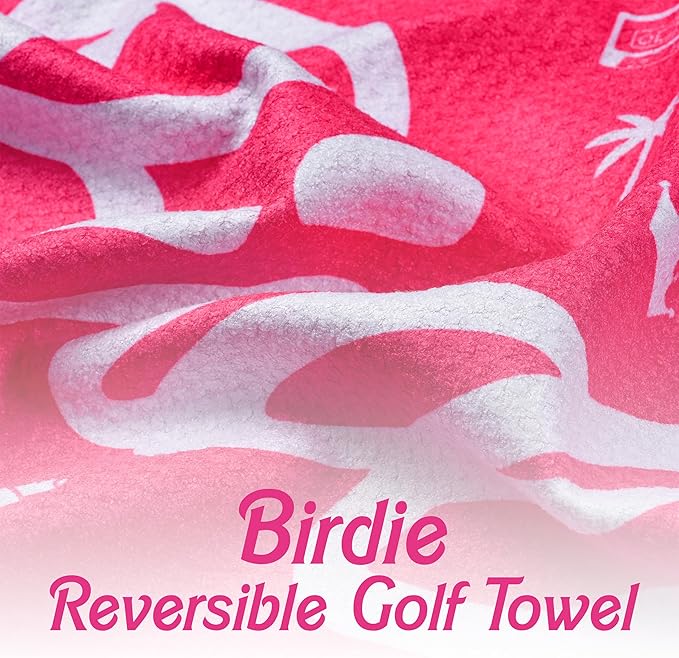 Shanker Golf - Birdie Pink Golf Towel - Funny Microfiber Waffle Women's Golf Towel - Funny Joke Logo - Perfect Ladies Golf Gift