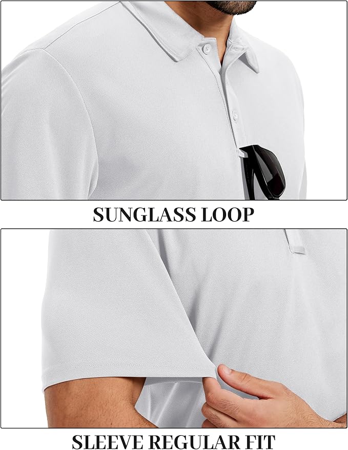 TACVASEN Mens Polo Shirts Short Sleeve Dry Fit Performance Breathable Golf Shirt with Collar Tennis Casual Business Work