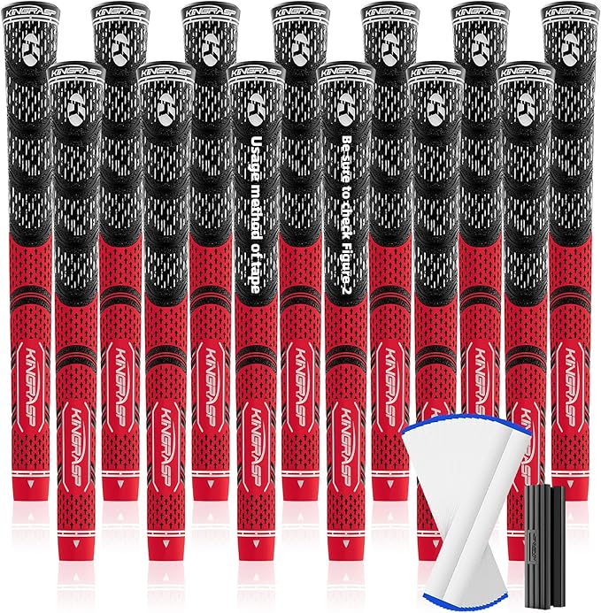 Premium Hybrid Golf Grips (13 Pack) - High Traction Rubber Golf Club Grips with Enhanced Feedback | Includes 13 Grips + 15 Tapes + 1 Rubber Vice | All-in-One Replacement Grip Kit for Golf Clubs