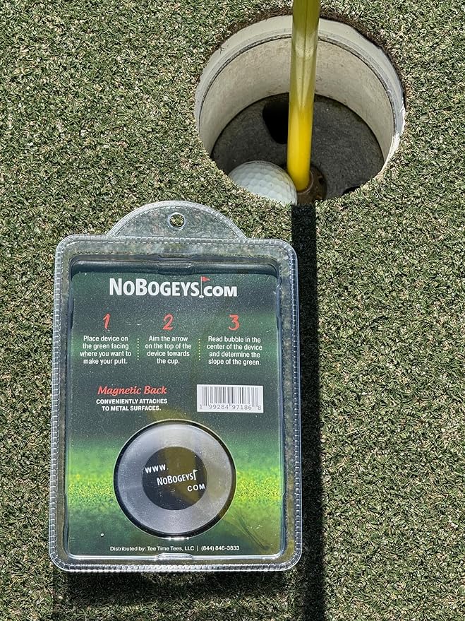 NoBogeys Precision Aluminum Green Reader - with Magnetic Back - Pocket Size, Accurate Putting Aid for Golf - Heavy Duty Metal Ball Marker