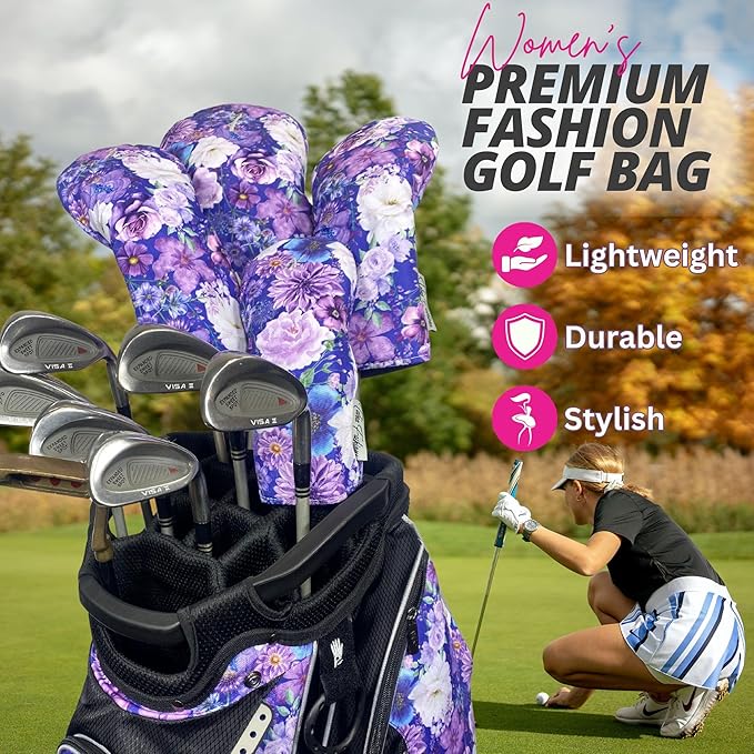 Taboo Fashions Designer Resort Golf Club Covers for Women - Numbered Golf Headcovers Set for Driver, Woods & Hybrid - Weather/Moisture Resistant Protection, Pack of 4