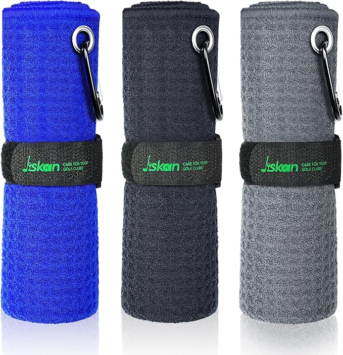Pro Golf Towel Microfiber Golf Towel for Golf Bags (16" X 16") with Hook, Loop Fastener and Gift Box, Essentials Golf Accessories for Men, Golf Gifts for Men/Women