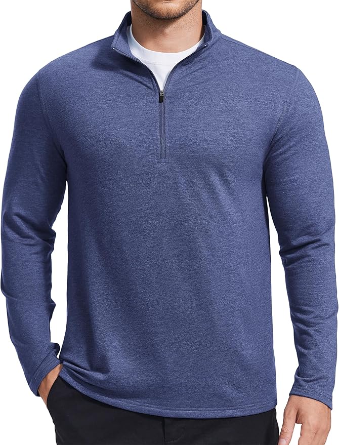 PINSPARK Men's Quarter Zip Up Pullover Mock Neck Sweatshirts Long Sleeve Golf shirts Performance Athletic Casual Workout