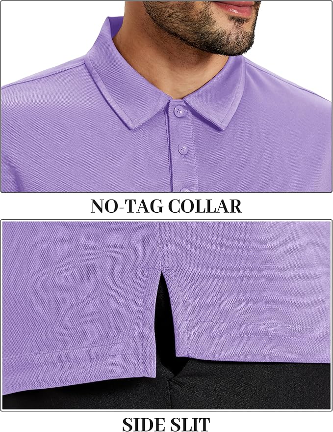 TACVASEN Mens Polo Shirts Short Sleeve Dry Fit Performance Breathable Golf Shirt with Collar Tennis Casual Business Work