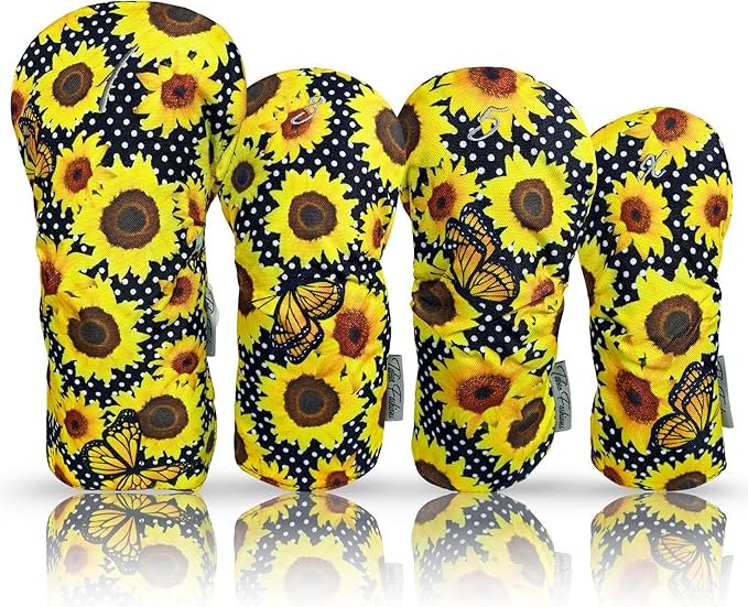 Taboo Fashions Designer Resort Golf Club Covers for Women - Numbered Golf Headcovers Set for Driver, Woods & Hybrid - Weather/Moisture Resistant Protection, Pack of 4