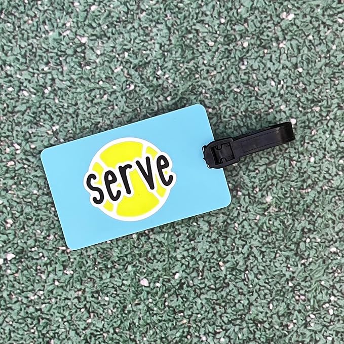 Tennis Bag Tag – Serve Design, Flexible Silicone Luggage Tag, Waterproof & Durable, Secure Strap for Quick Bag Identification, Ideal Gift for Tennis Players