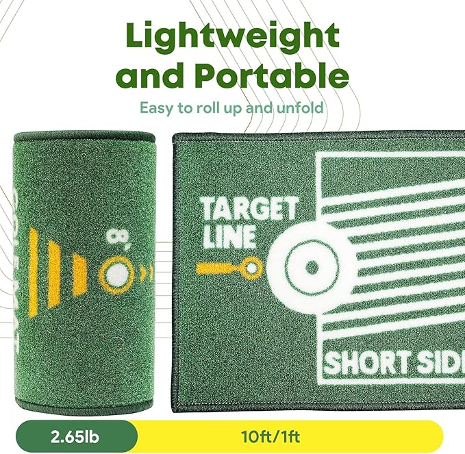 Golf Putting Mat Indoor & Outdoor Professional Golf Practice Putting Green Mat with Distance Marker Anti Slip Backing Golf Training Accessories Portable Matt