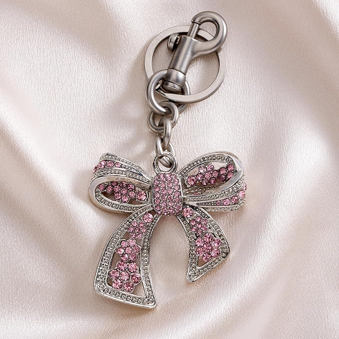 Sparkly Bow Bag Charm Rhinestone Bow Purse Charms Bows Keychain Women Bag Charm for Handbag