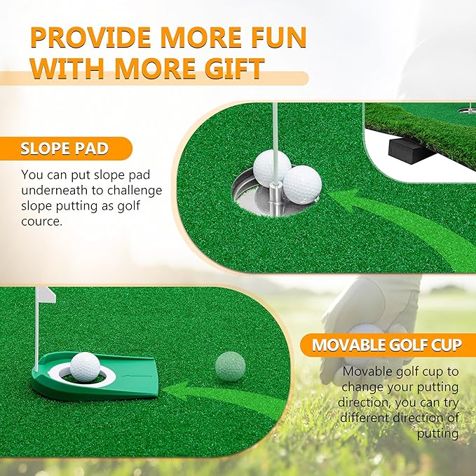 Golf Putting Green, Large Professional Golfing Training Mat, Practice Putting Green Mat for Indoor Outdoor